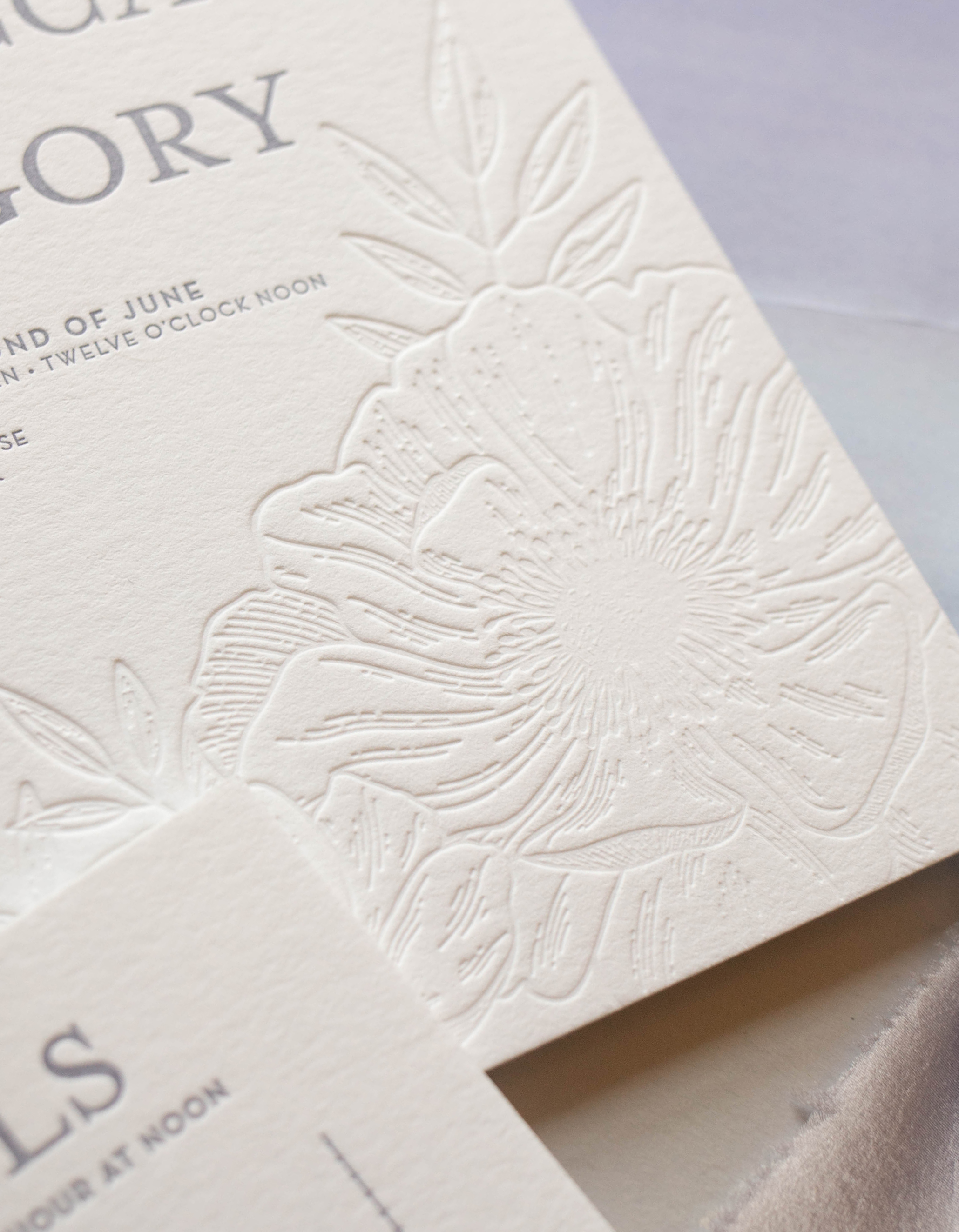 unique modern letterpress wedding invitation, floral illustration inspired by nature